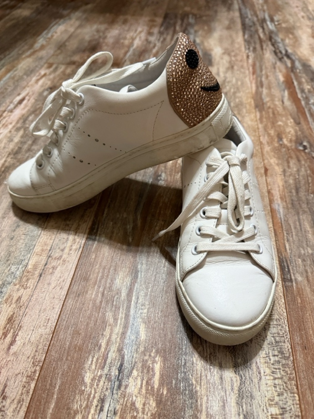 Lola Cruz white  and Rose Gold wink Women's Sneakers size 6